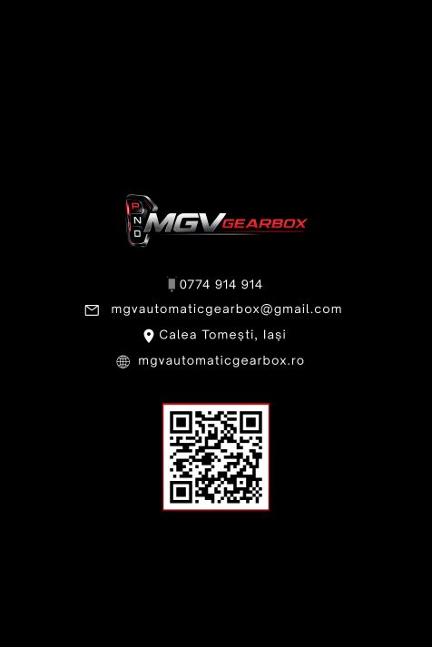 Mapa de prezentare MGV — spate cu date de contact și cod QR